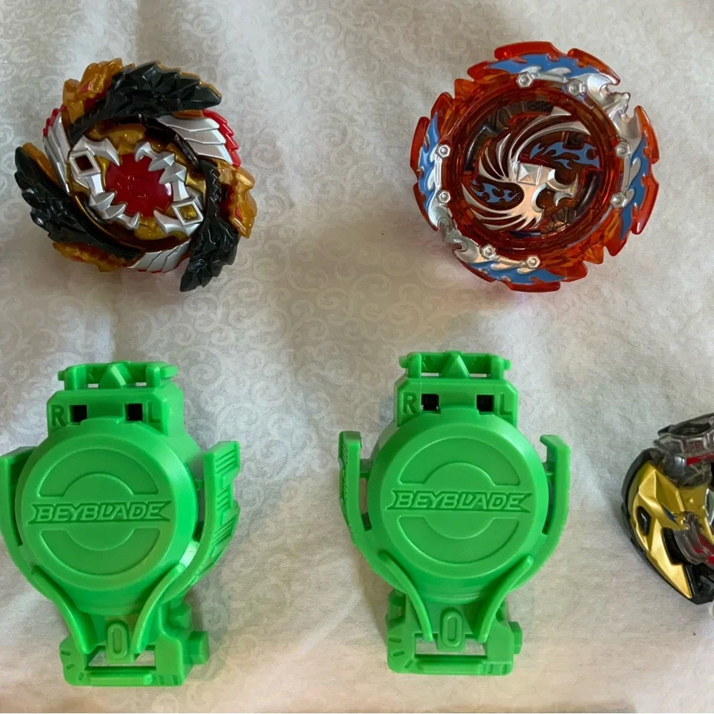 Beyblade Burst Lot Hasbro 5 Tops 2 Launchers Poison-X Hydrus H4 Sting Shock
